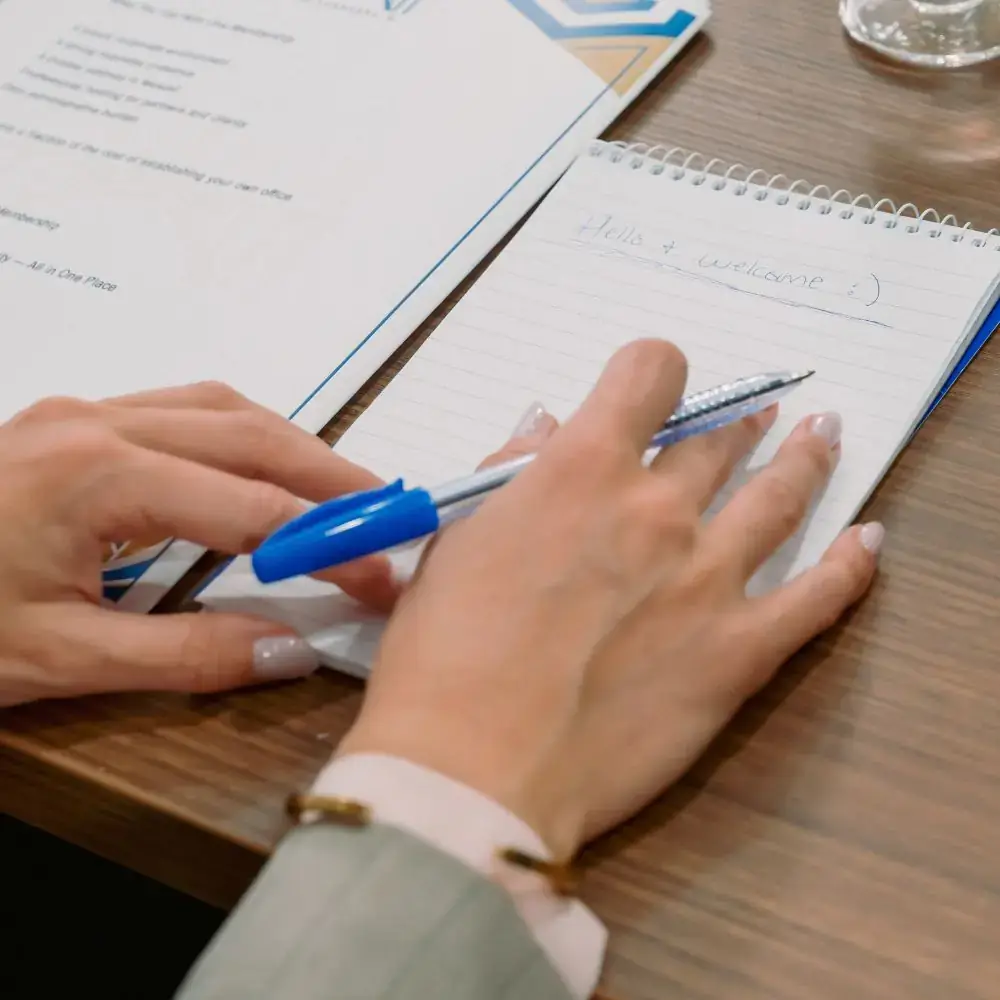 Bridge Meeting notepad and meeting materials